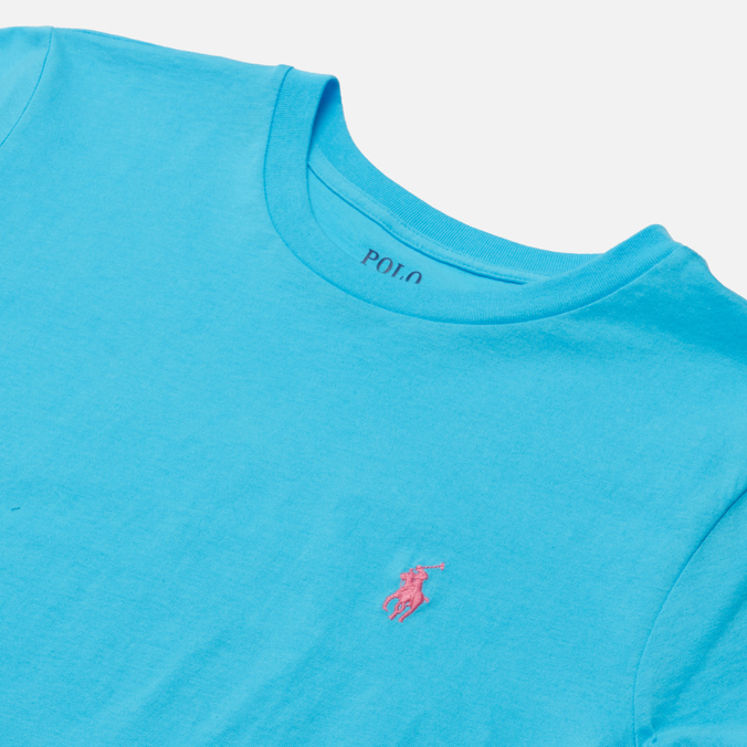 Женская футболка Polo Ralph Lauren, цвет голубой, размер L 211-847073-017 Essential Crew Neck Embroidered Pony - фото 2