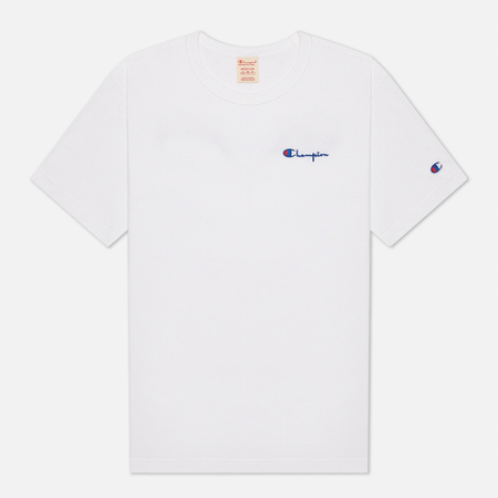 Мужская футболка Champion Reverse Weave Script Logo Back Crew Neck, цвет белый, размер M