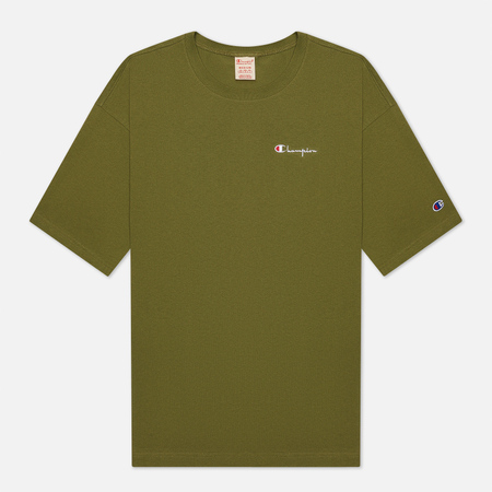 Мужская футболка Champion Reverse Weave Small Script Logo Muscle Fit, цвет зелёный, размер XXL