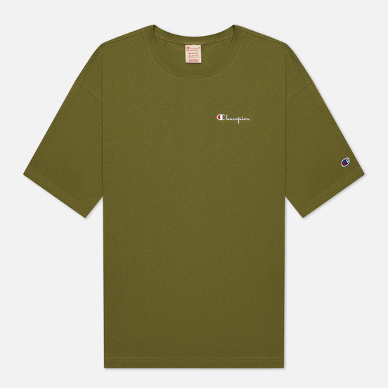 Мужская футболка Champion Reverse Weave Small Script Logo Muscle Fit Military Green