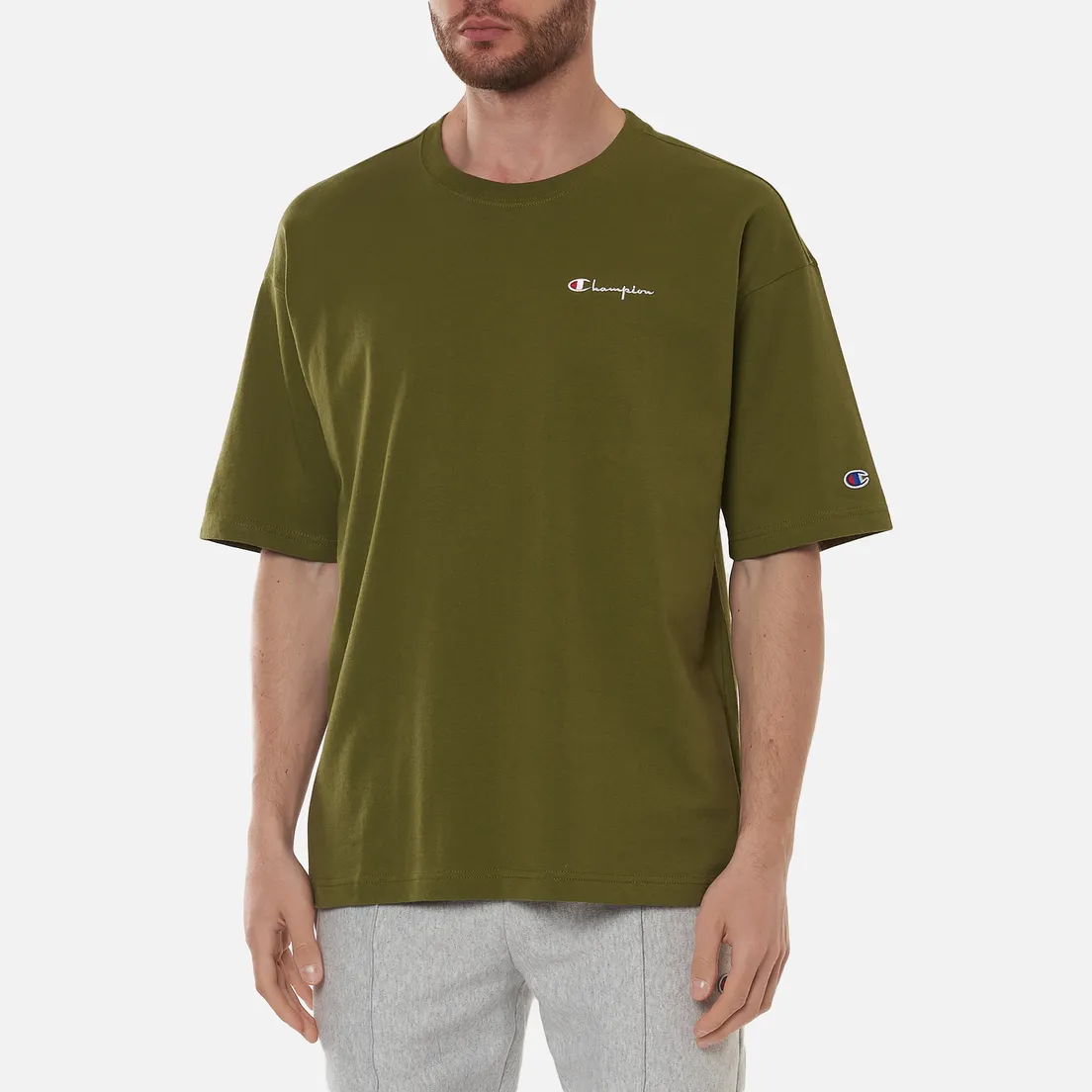 Champion Reverse Weave Мужская футболка Small Script Logo Muscle Fit