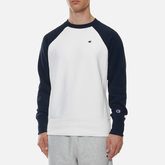 Мужская толстовка Champion Reverse Weave Colour Block Logo Chest And Sleeve White