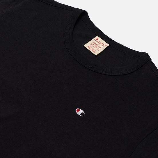 Мужской лонгслив Champion Reverse Weave Small Logo Chest And Sleeve Crew Neck Black