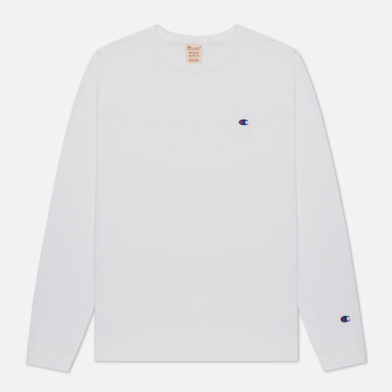 Мужской лонгслив Champion Reverse Weave Small Logo Chest And Sleeve Crew Neck White