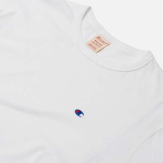 Мужской лонгслив Champion Reverse Weave Small Logo Chest And Sleeve Crew Neck White