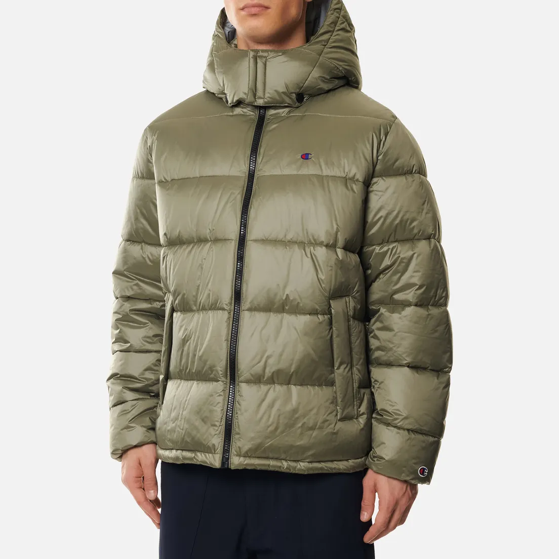 Champion Reverse Weave Мужской пуховик Water Repellent Shiny Nylon Hooded