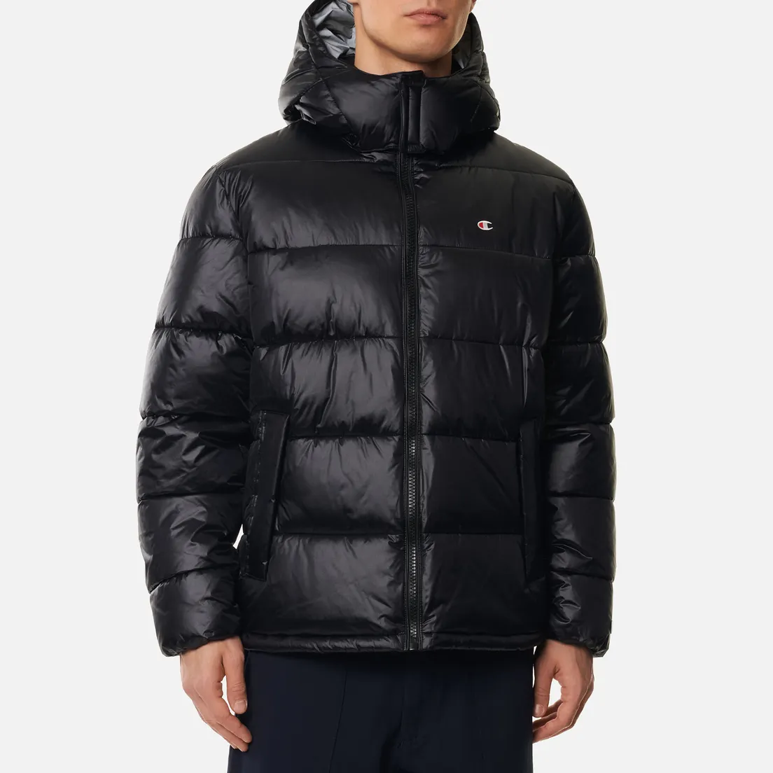 Champion Reverse Weave Мужской пуховик Water Repellent Shiny Nylon Hooded