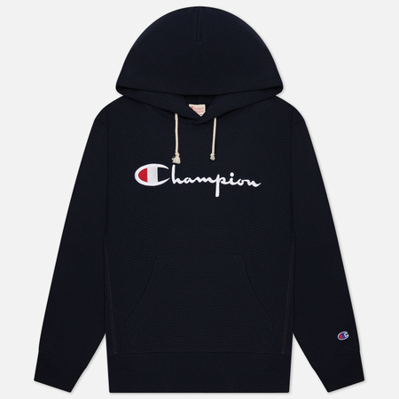 Мужская толстовка Champion Reverse Weave Big Script Hoodie, цвет синий, размер S