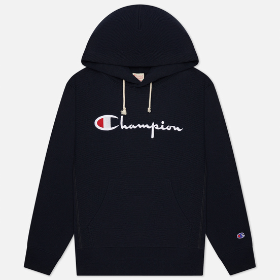 Мужская толстовка Champion Reverse Weave Big Script Hoodie New Navy