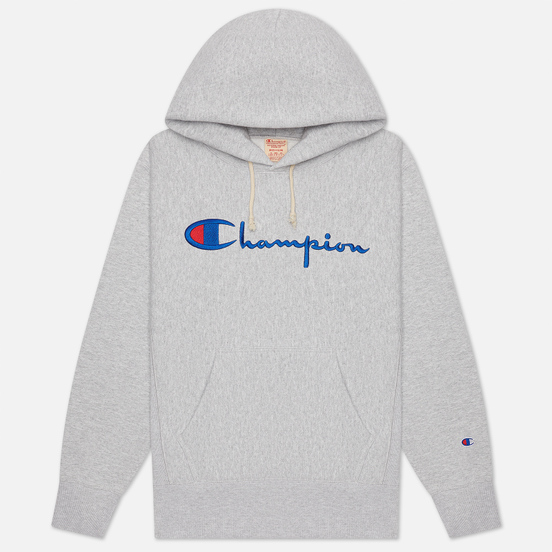 Мужская толстовка Champion Reverse Weave Big Script Hoodie Light Grey