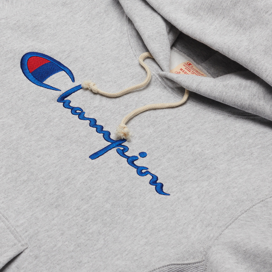 Мужская толстовка Champion Reverse Weave Big Script Hoodie Light Grey