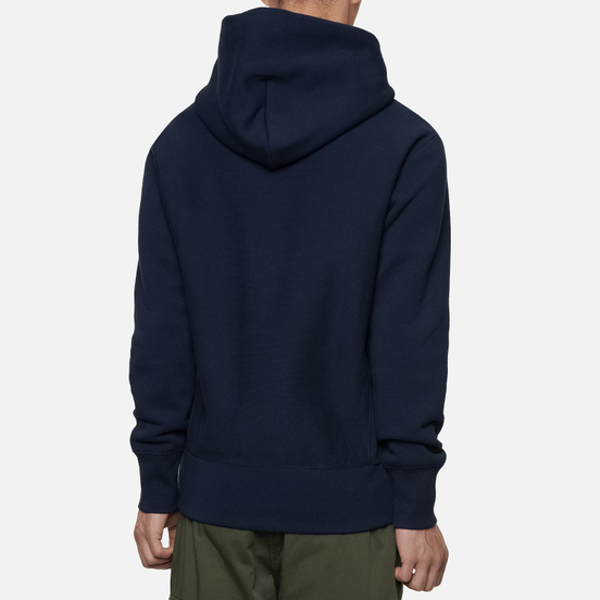 Мужская толстовка Champion Reverse Weave Big Script Chest & Logo Sleeve Hooded Navy