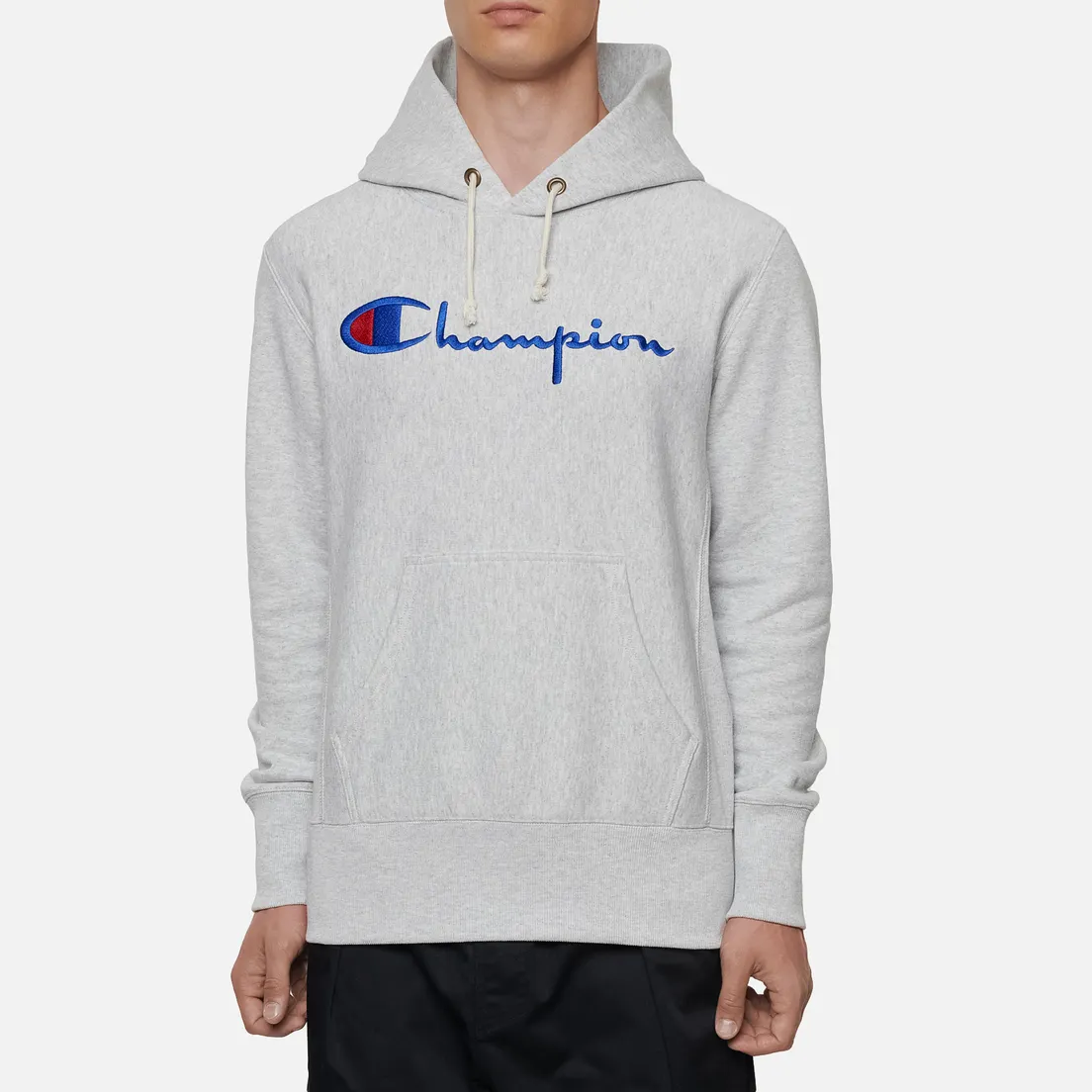 Champion Reverse Weave Мужская толстовка Big Script Chest & Logo Sleeve Hooded
