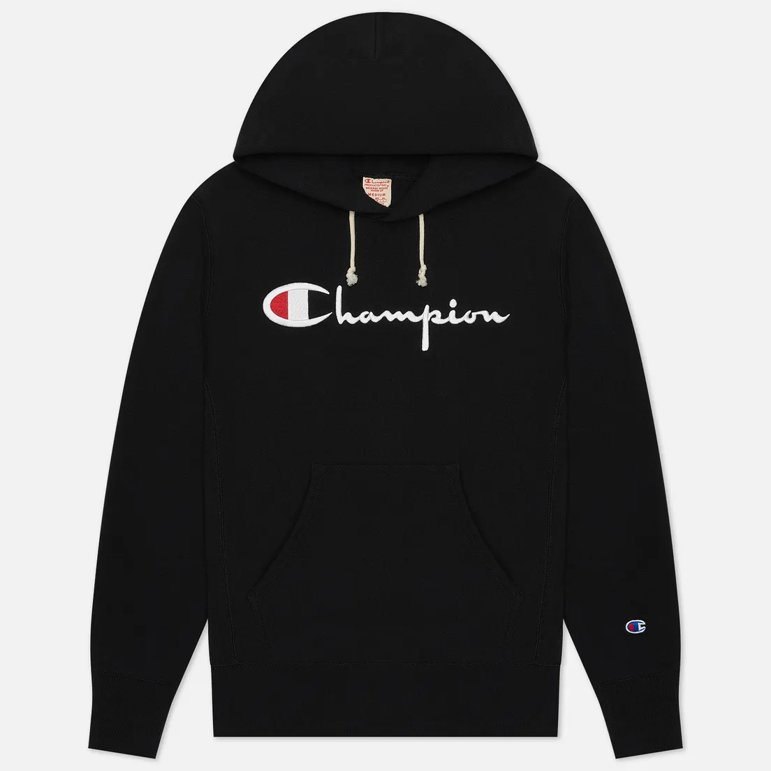Champion Reverse Weave Мужская толстовка Big Script Chest & Logo Sleeve Hooded