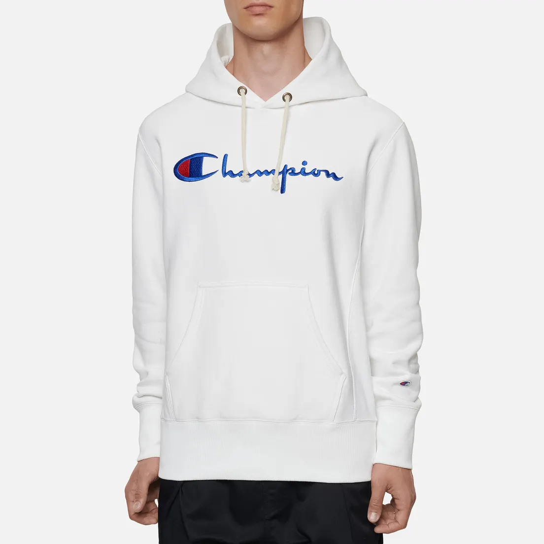 Champion Reverse Weave Мужская толстовка Big Script Chest & Logo Sleeve Hooded