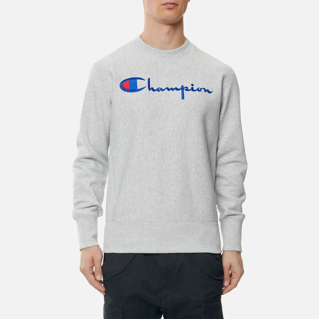 Champion Reverse Weave Мужская толстовка Script Logo Chest And C Logo Sleeve