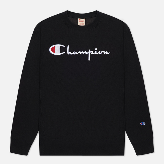 Мужская толстовка Champion Reverse Weave Script Logo Chest And C Logo Sleeve Black