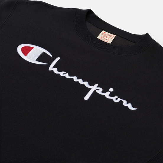 Мужская толстовка Champion Reverse Weave Script Logo Chest And C Logo Sleeve Black