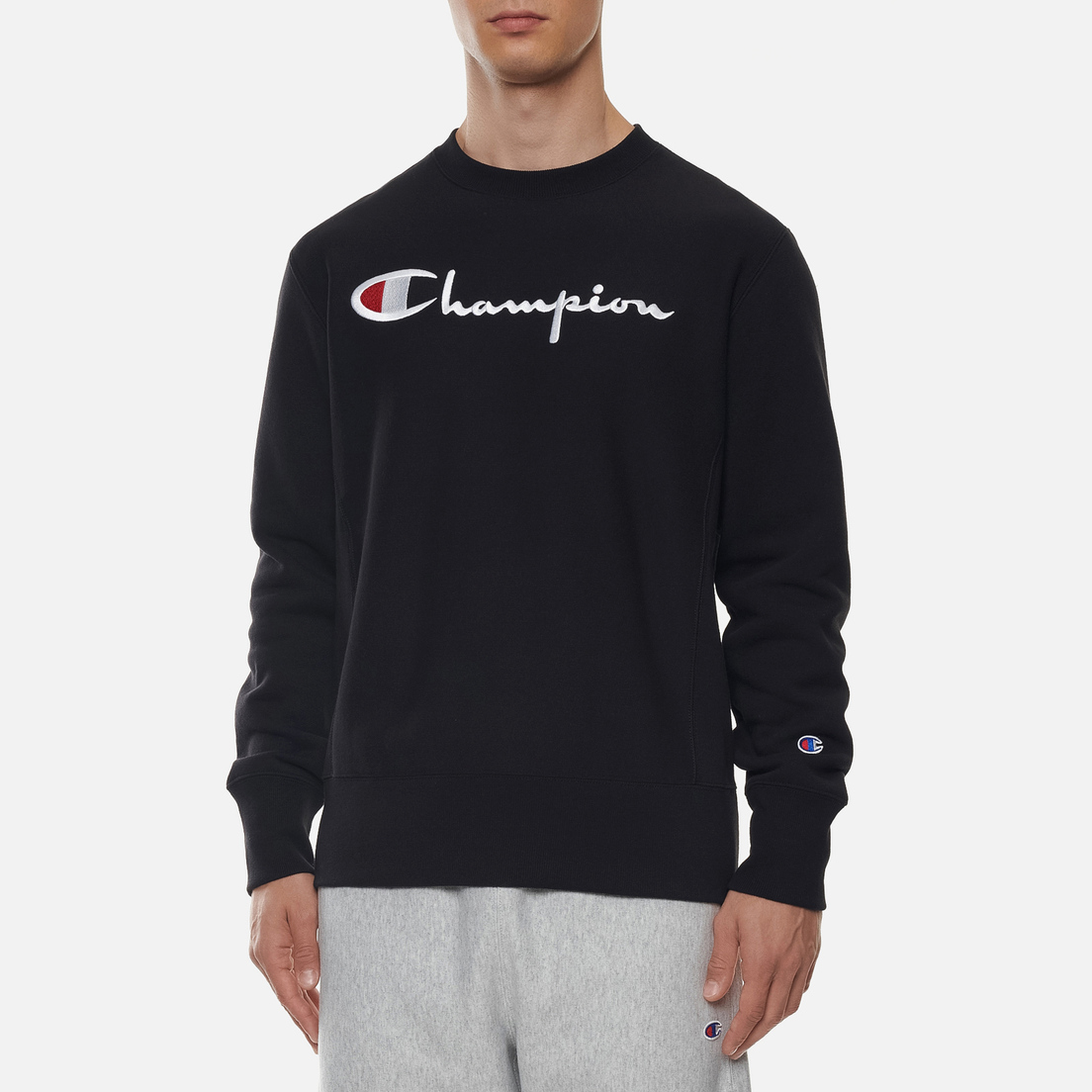 Champion Reverse Weave Мужская толстовка Script Logo Chest And C Logo Sleeve