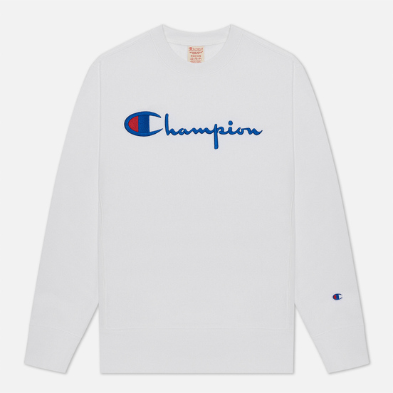 Мужская толстовка Champion Reverse Weave Script Logo Chest And C Logo Sleeve White