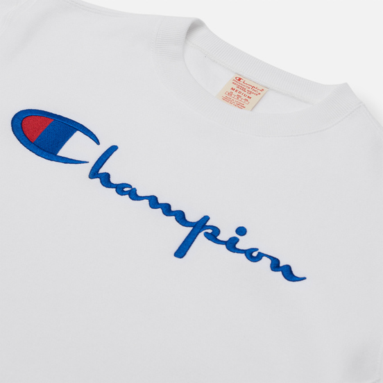 Мужская толстовка Champion Reverse Weave Script Logo Chest And C Logo Sleeve White