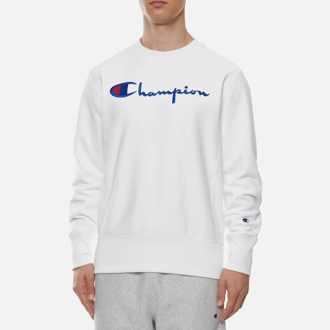 Champion Reverse Weave Мужская толстовка Script Logo Chest And C Logo Sleeve