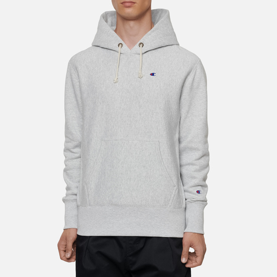 Мужская толстовка Champion Reverse Weave Small Logo Chest And Sleeve Hooded Light Grey