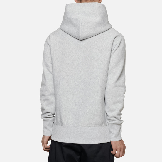 Мужская толстовка Champion Reverse Weave Small Logo Chest And Sleeve Hooded Light Grey