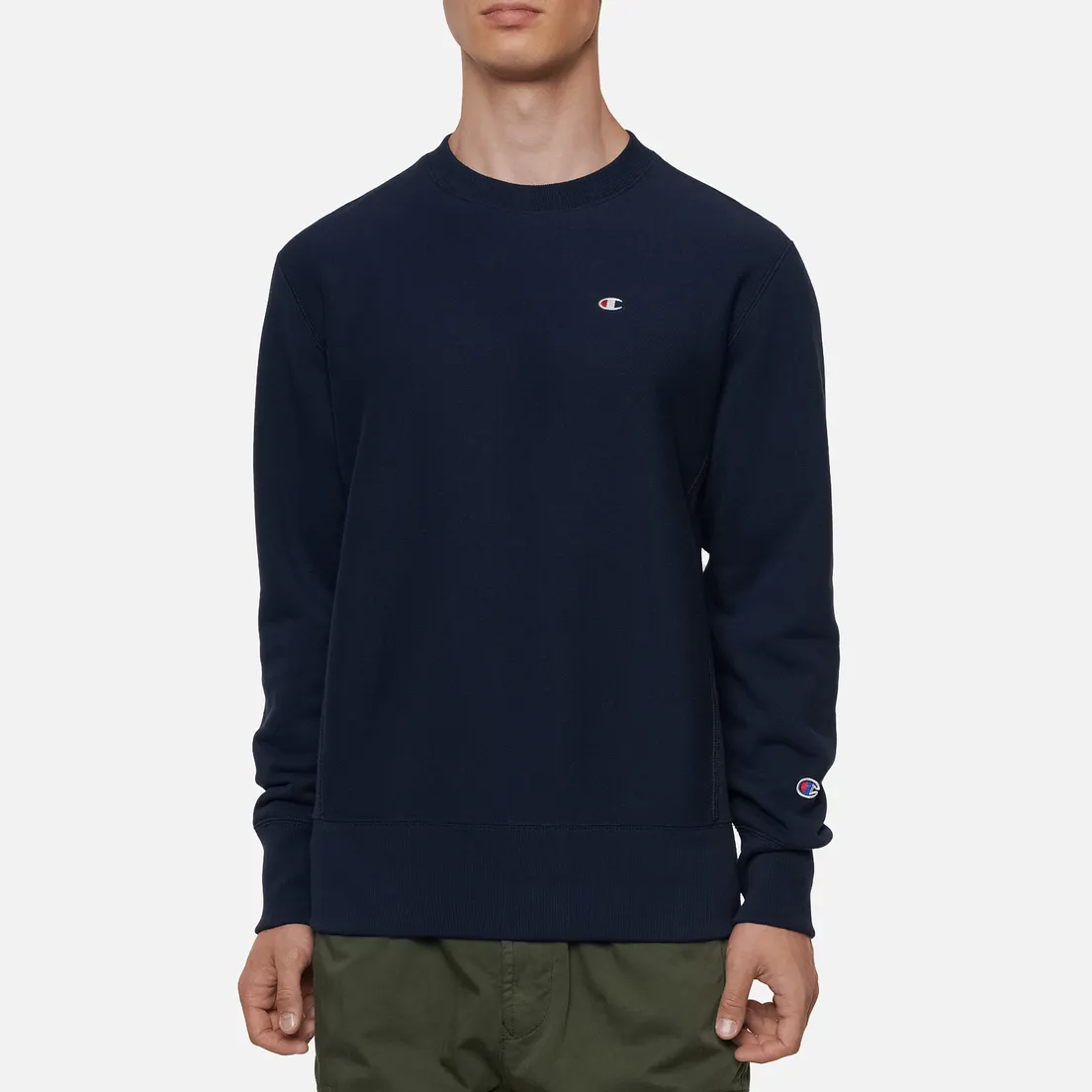Champion Reverse Weave Мужская толстовка Small Logo Chest And Sleeve Crew Neck