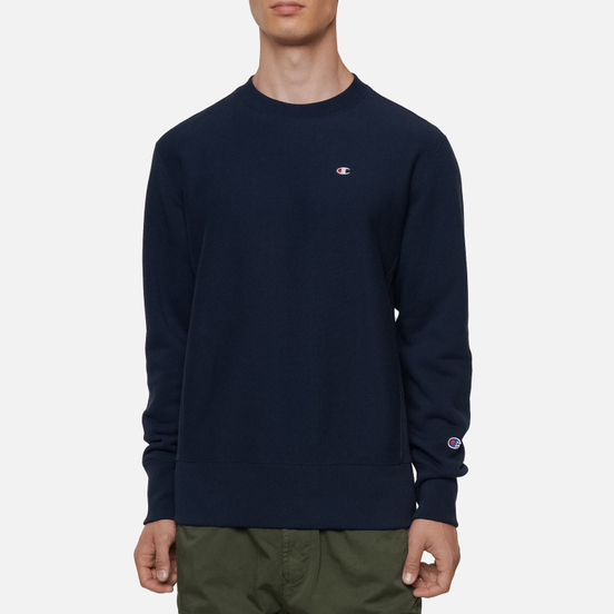 Мужская толстовка Champion Reverse Weave Small Logo Chest And Sleeve Crew Neck Navy