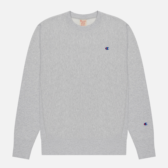 Мужская толстовка Champion Reverse Weave Small Logo Chest And Sleeve Crew Neck Light Grey