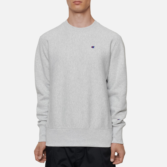 Мужская толстовка Champion Reverse Weave Small Logo Chest And Sleeve Crew Neck Light Grey