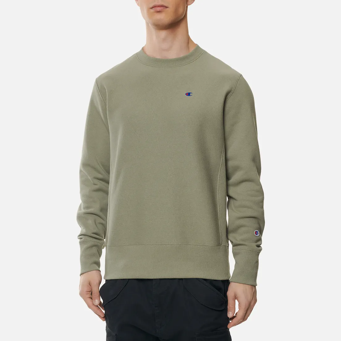 Champion Reverse Weave Мужская толстовка Small Logo Chest And Sleeve Crew Neck