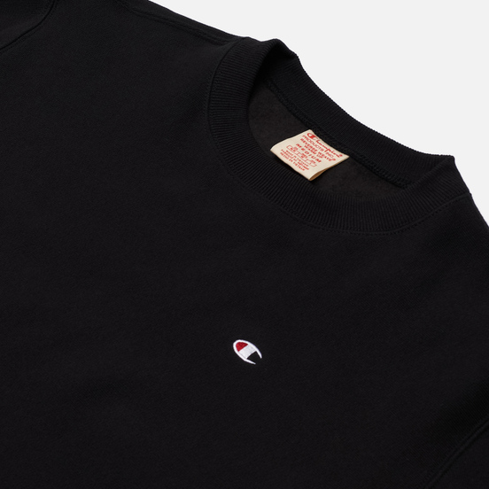 Мужская толстовка Champion Reverse Weave Small Logo Chest And Sleeve Crew Neck Black