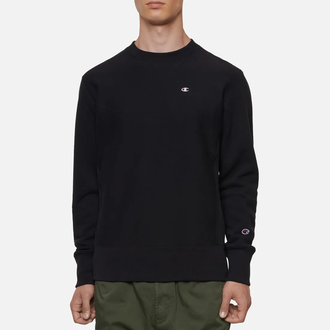 Champion Reverse Weave Мужская толстовка Small Logo Chest And Sleeve Crew Neck
