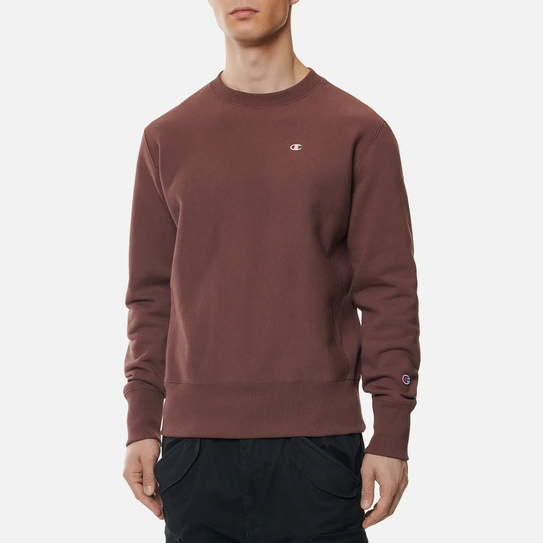 Champion Reverse Weave Мужская толстовка Small Logo Chest And Sleeve Crew Neck