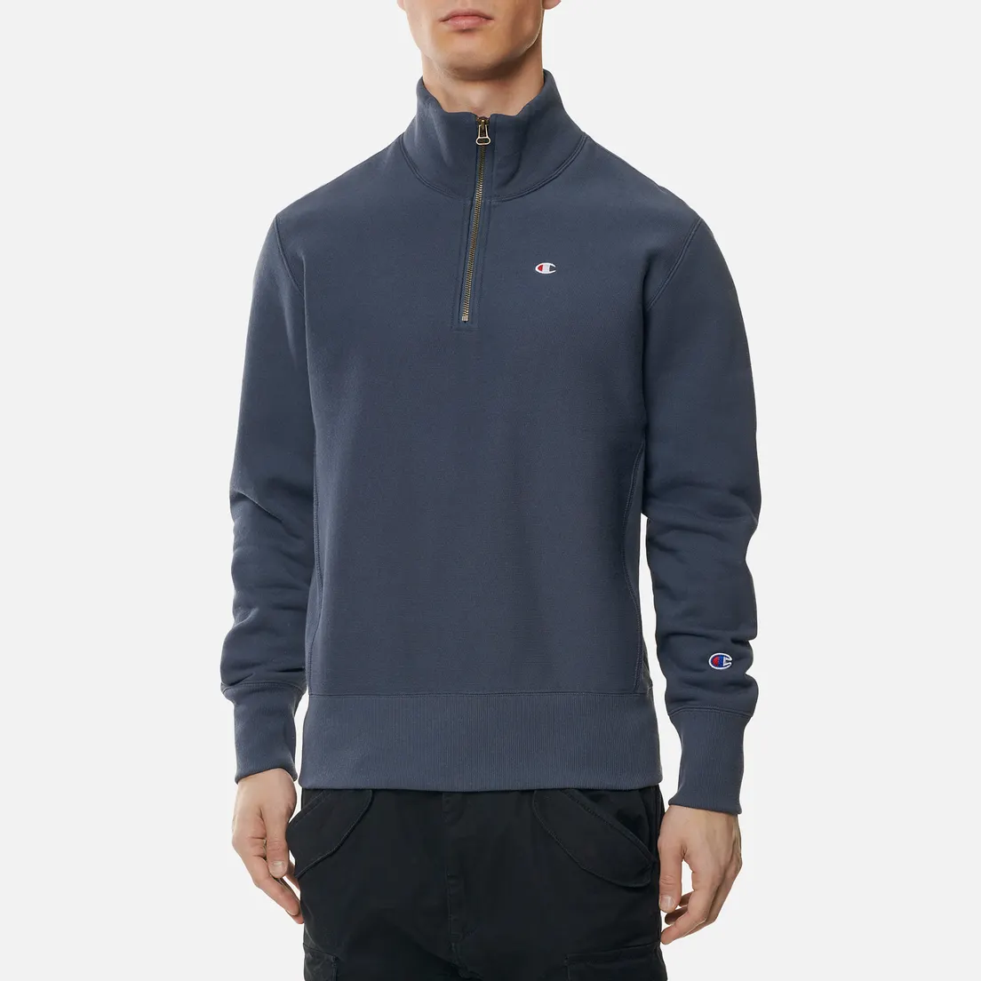 Champion Reverse Weave Мужская толстовка Small Logo Chest And Sleeve Half Zip