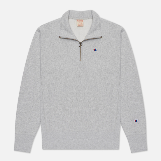 Мужская толстовка Champion Reverse Weave Small Logo Chest And Sleeve Half Zip Light Grey
