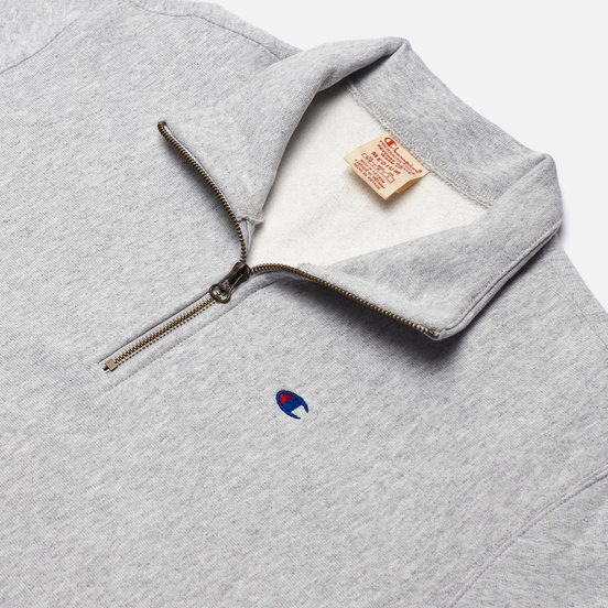 Мужская толстовка Champion Reverse Weave Small Logo Chest And Sleeve Half Zip Light Grey