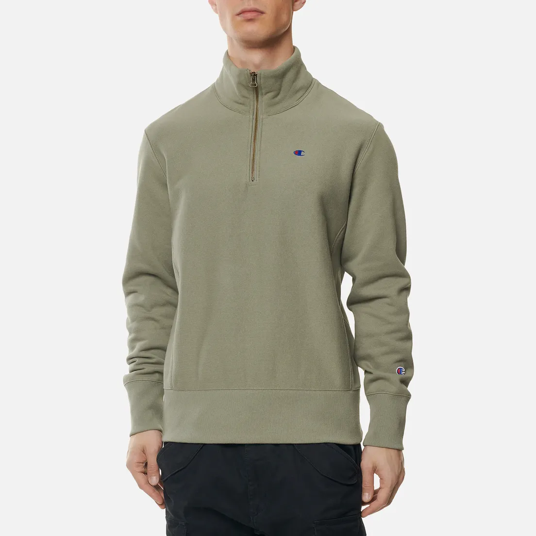 Champion Reverse Weave Мужская толстовка Small Logo Chest And Sleeve Half Zip