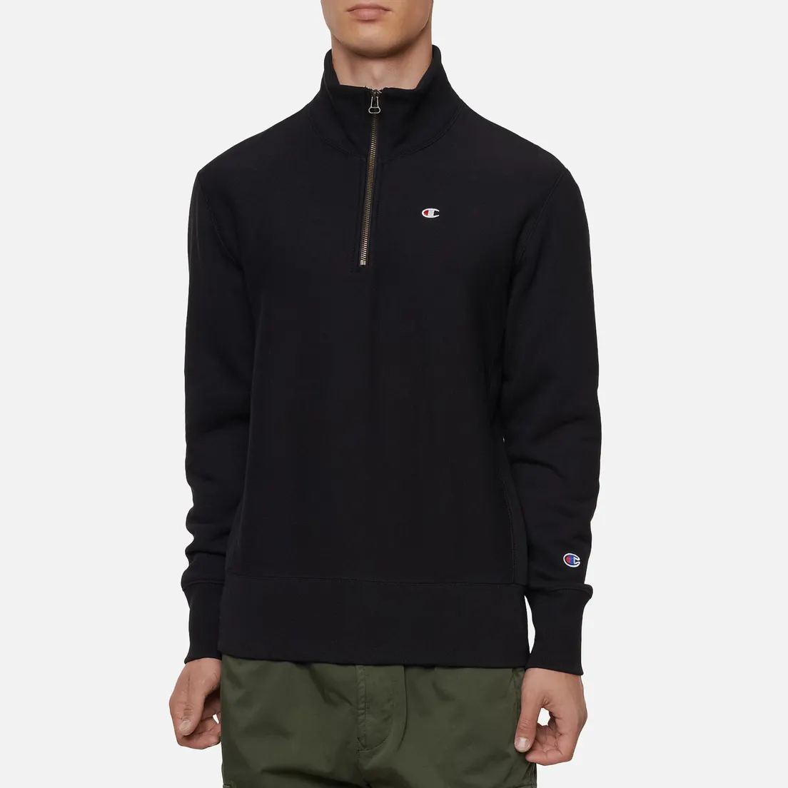 Champion Reverse Weave Мужская толстовка Small Logo Chest And Sleeve Half Zip