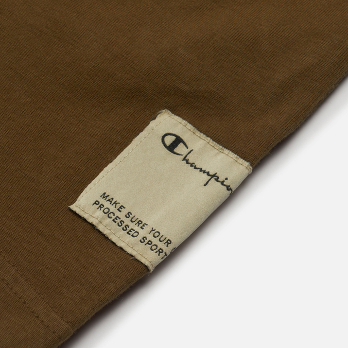 Мужская футболка Champion Reverse Weave, цвет оливковый, размер S 215994-MS549 Organic Cotton Crew Neck Custom Fit - фото 3