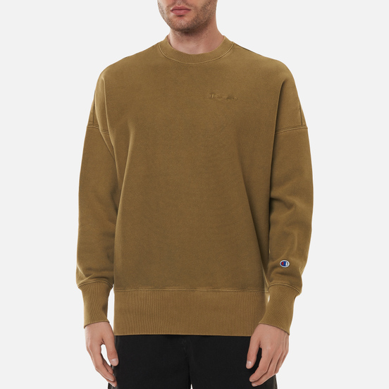Мужская толстовка Champion Reverse Weave Script Logo Drop Shoulder Olive Green