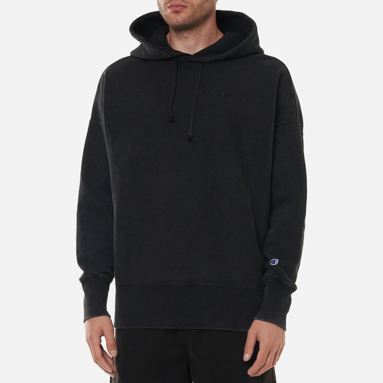 Мужская толстовка Champion Reverse Weave Script Logo Embroidery Hooded Black