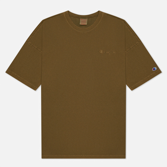 Мужская футболка Champion Reverse Weave Script Logo Drop Shoulder Olive Green