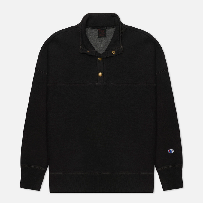 Мужская толстовка Champion Reverse Weave, цвет чёрный, размер S 216490-KK001 Garment Dyed & Acid Wash Half Button Up - фото 1