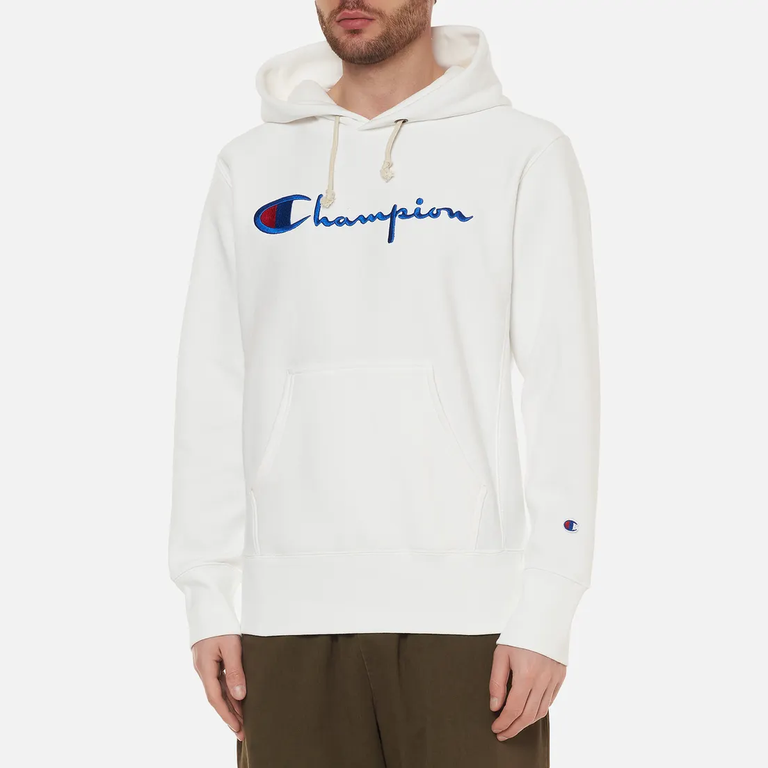 Champion Reverse Weave Мужская толстовка Script Logo Hoodie Custom Fit