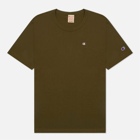 Мужская футболка Champion Reverse Weave Basic C Logo Crew Neck Comfort Fit, цвет оливковый, размер S