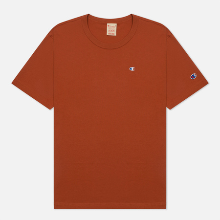 Мужская футболка Champion Reverse Weave Basic C Logo Crew Neck Comfort Fit, цвет оранжевый, размер XS
