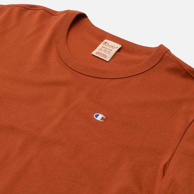 Мужская футболка Champion Reverse Weave, цвет оранжевый, размер XL 216545-MS053 Basic C Logo Crew Neck Comfort Fit - фото 2